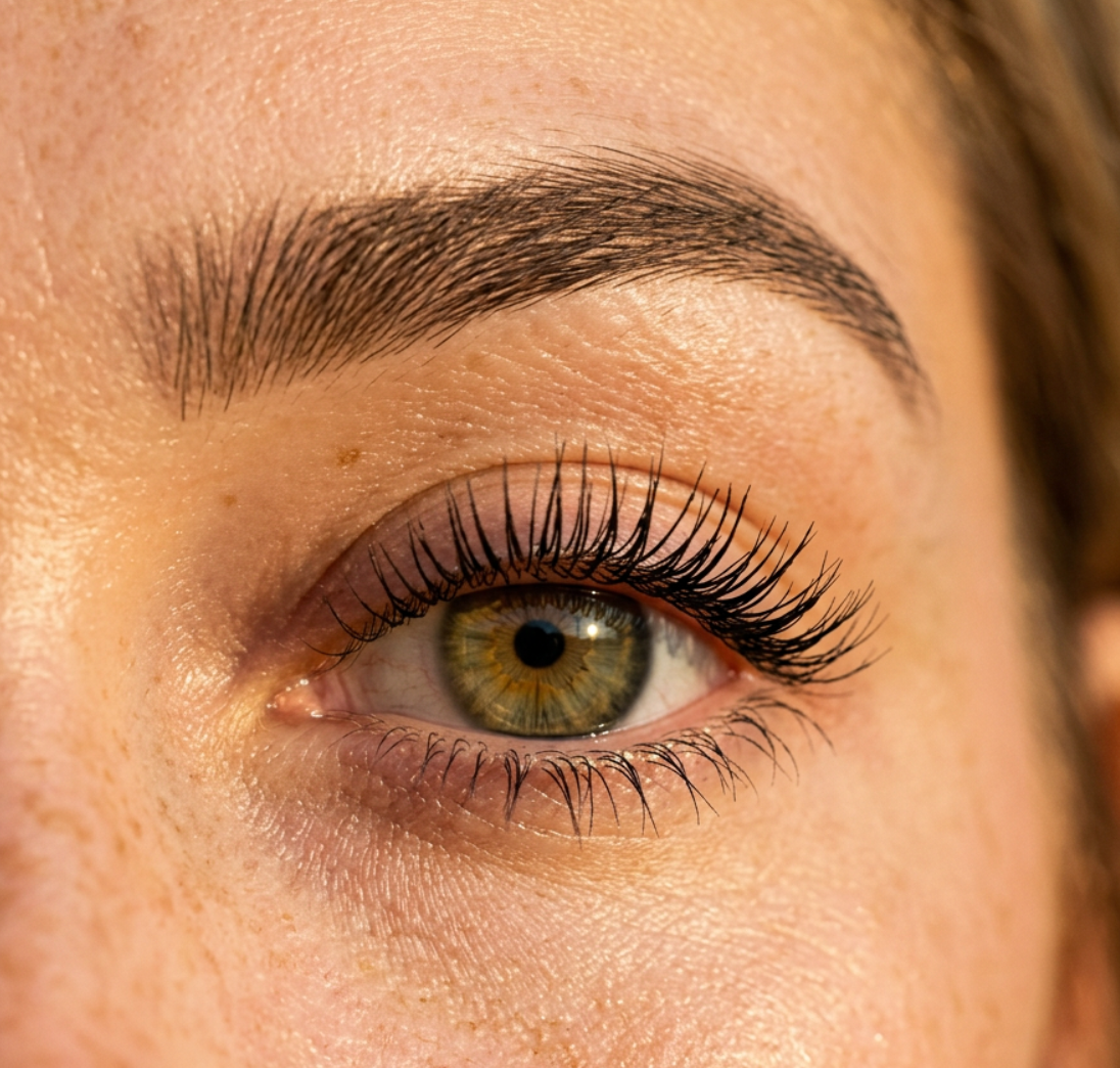 A naturally groomed and softly defined brow