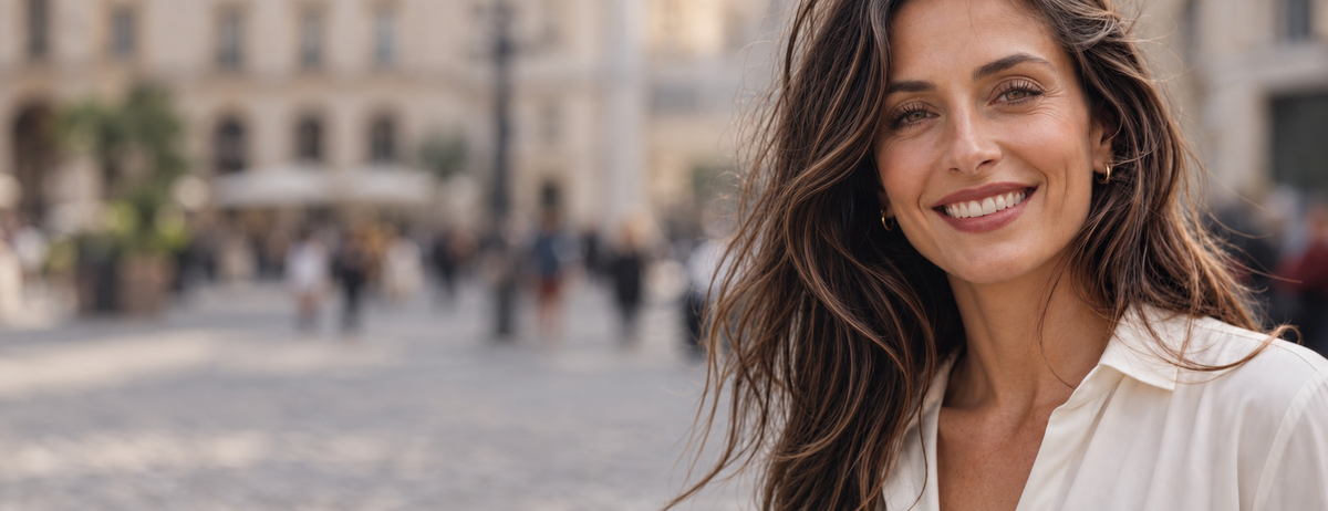 Confident woman with naturally lifted lashes