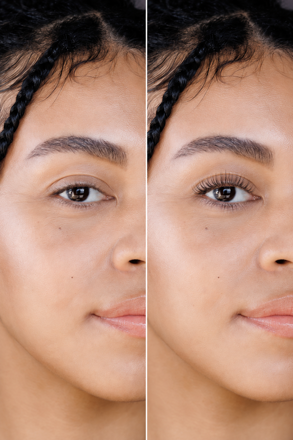 Natural lashes before and after Colossal Curl Mascara