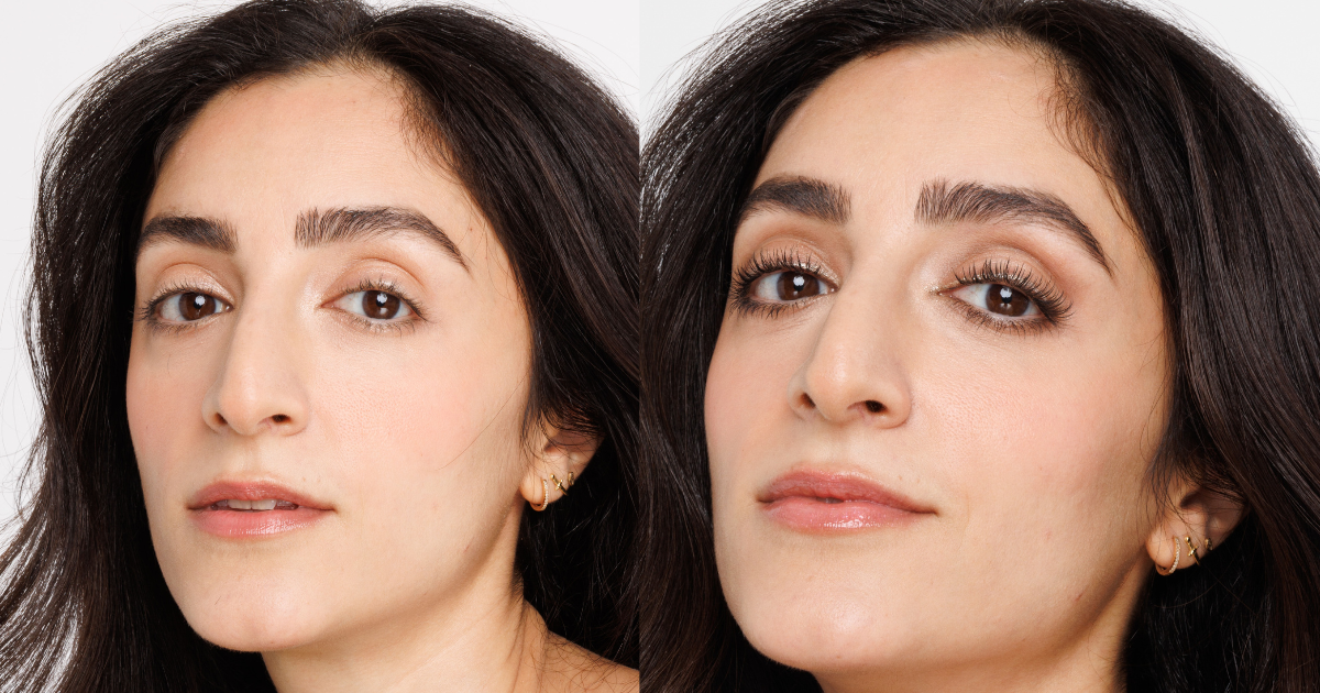 Before and after using The C Curl with Colossal Curl Mascara